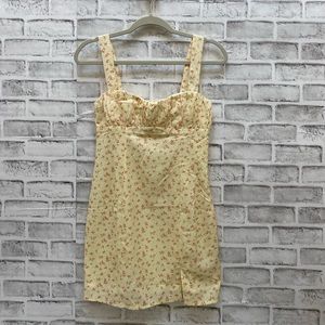 Princess Polly yellow floral mini dress size US 4